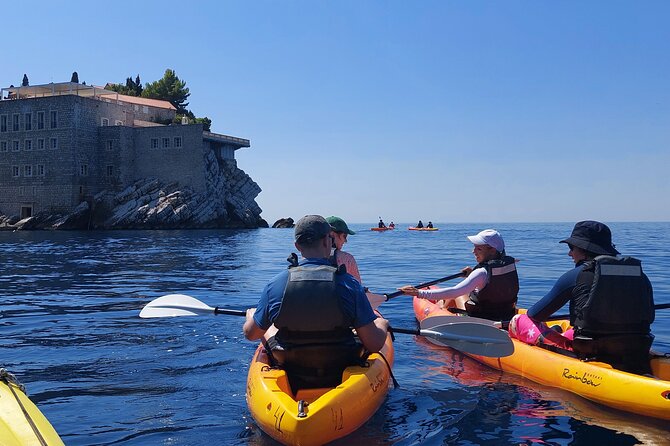 3.5-Hour Kayak Tour from Beсiсi to Sveti Stefan Island - The GoPro photos are more useful than they sound