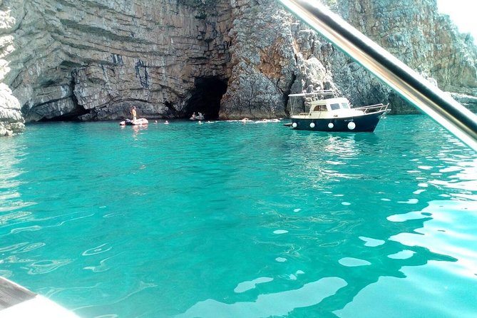 Boat tour to Lady of the Rock , Submarine base & Blue Cave swim - Mamula Fortress from the water