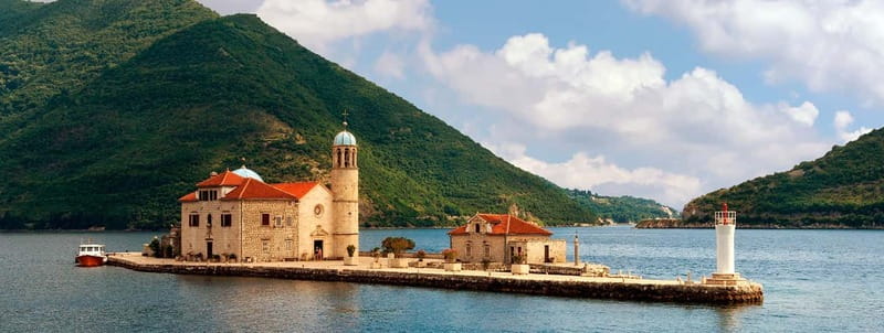 Bokokotor Bay, Blue Cave and panorama of Mamula - Leaving Kotor from Park Slobode