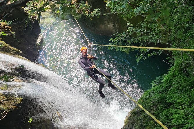 Canyoning Budva Drenovstica - The 15-meter waterfall and optional 7-meter jump