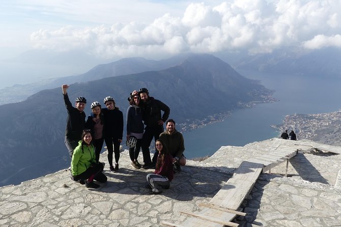 Epic 25 Turns Downhill Bike Descent w/ Panoramic Cable Car Ascent - Kotor Bay from the old mountain road