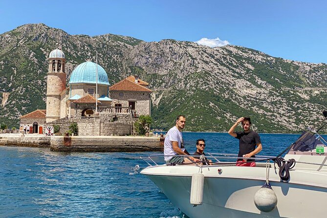 The Grand Boka Tour:Blue Cave, Lady of the Rocks & Submarine Base - Passing Perast from the water